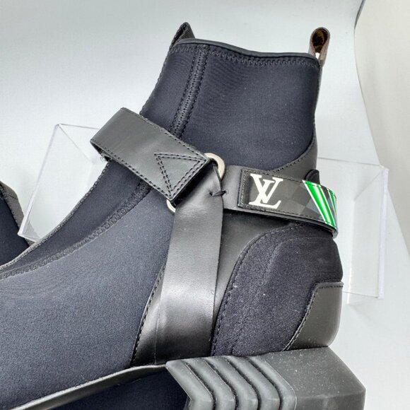 Louis Vuitton Neoprene Deep Sea Strap Ankle Boot Leather Pointed Toe Black EU 38 - Picture 8 of 11